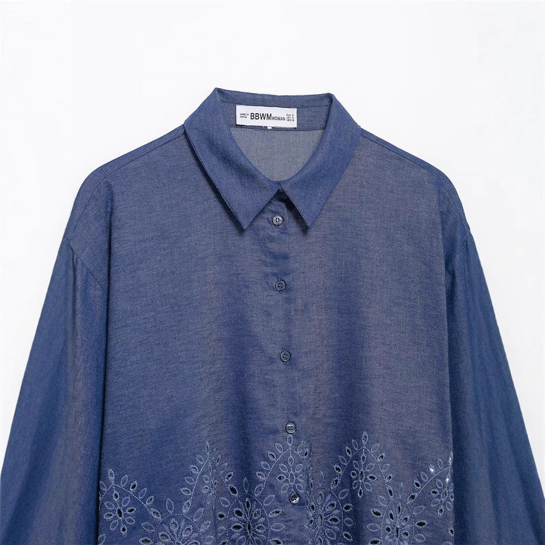Women Casual Embroidery Short Shirt