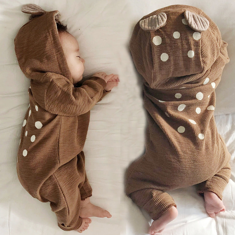Newborn Cotton Cute Baby Deer Hooded Jumpsuit