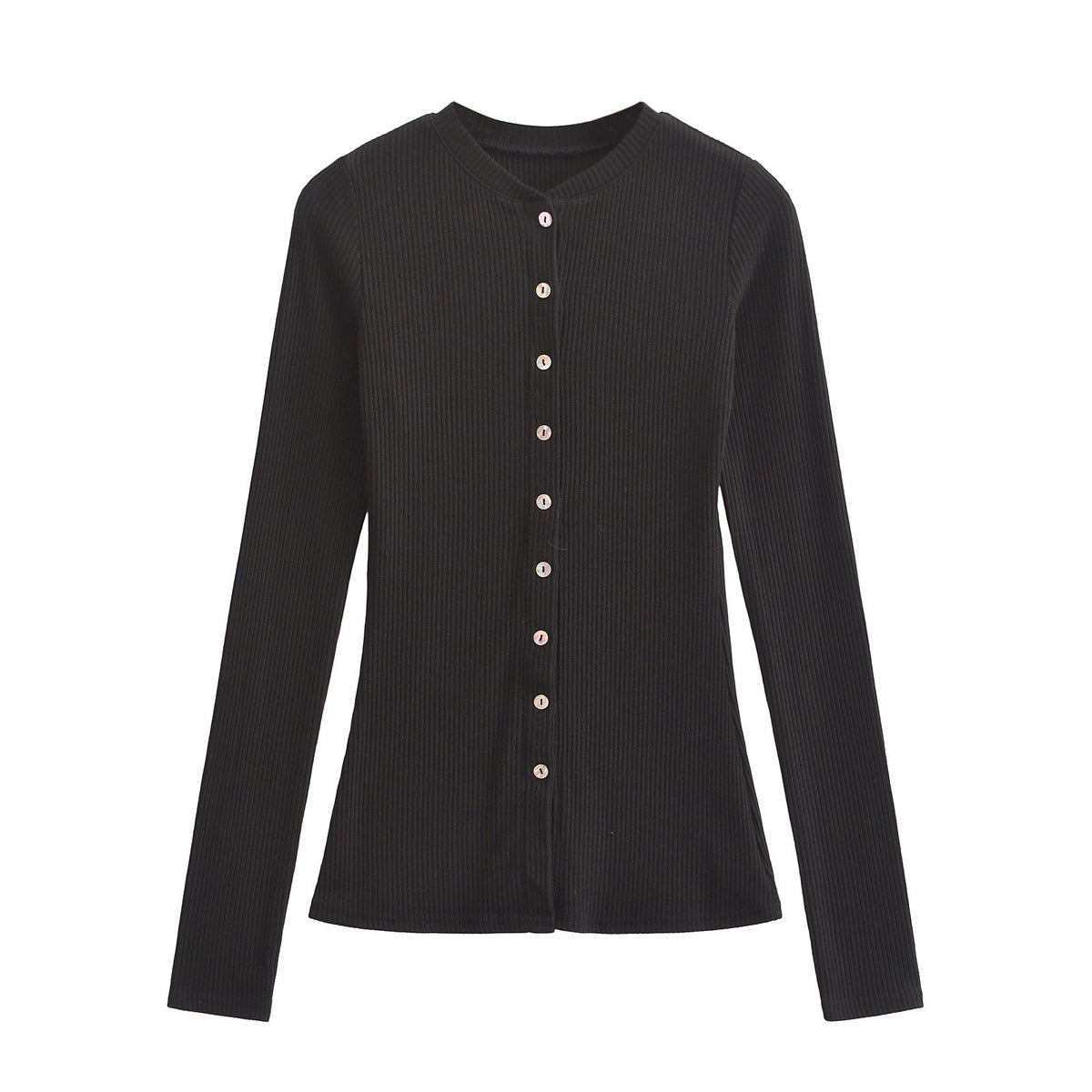Women Round Neck Single Breasted Slim fit Cardigan Top