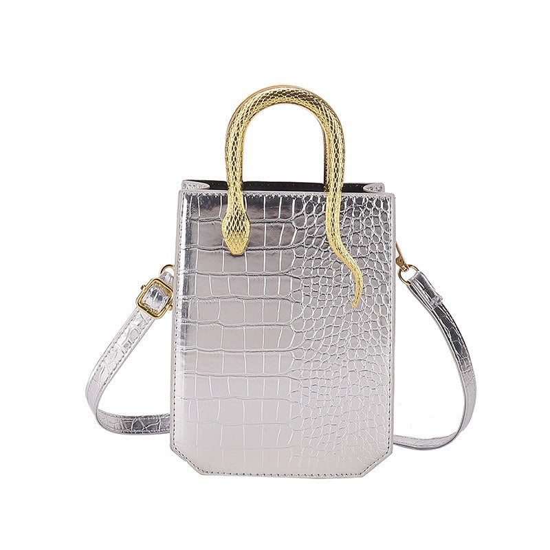 Accessories Stone Pattern Vertical Crossbody Tote PU Handbag
