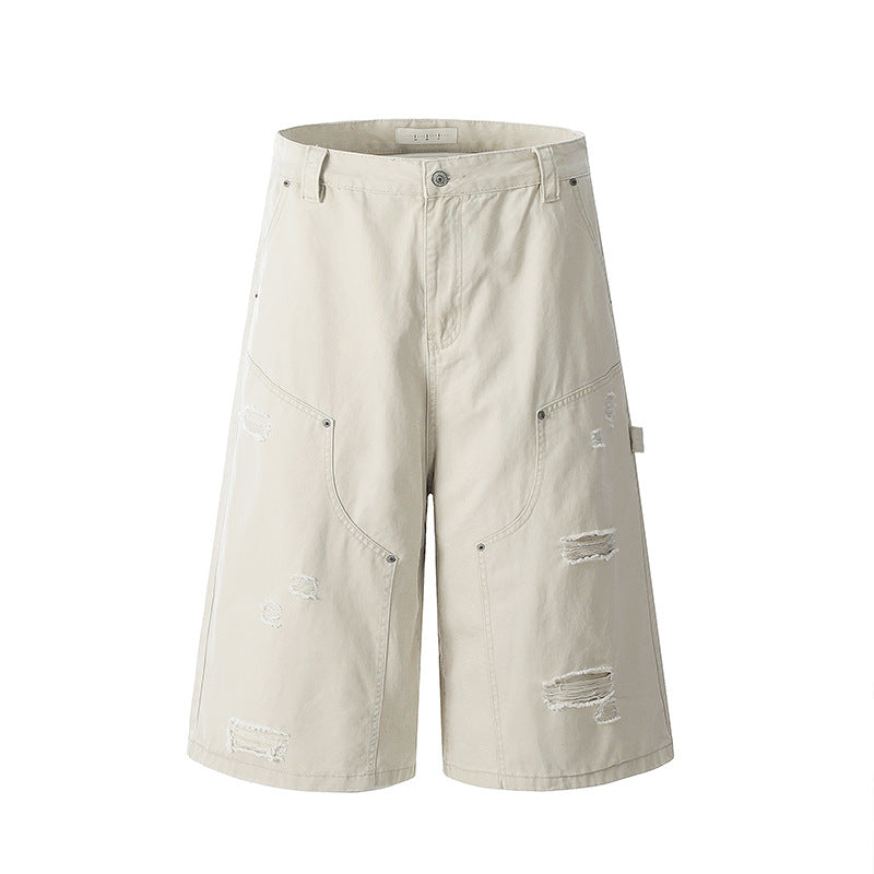 Men Ripped Design Denim Bermudas