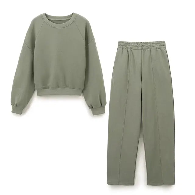 Women Casual Cotton Long Sleeve Sweat Pants Suits