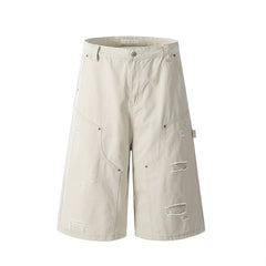 Men Ripped Design Denim Bermudas