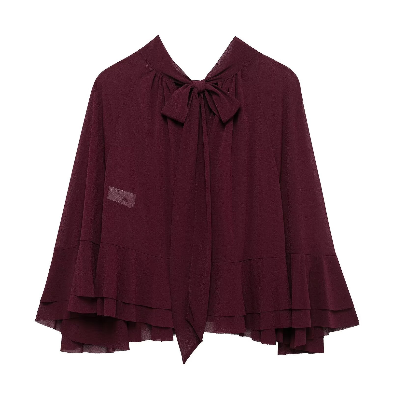 Women Woolen Bow Layered Canopy Top