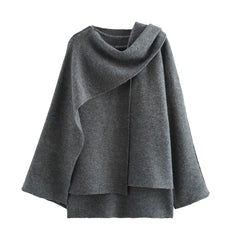 Women Woolen Long Sleeved Cape Coat