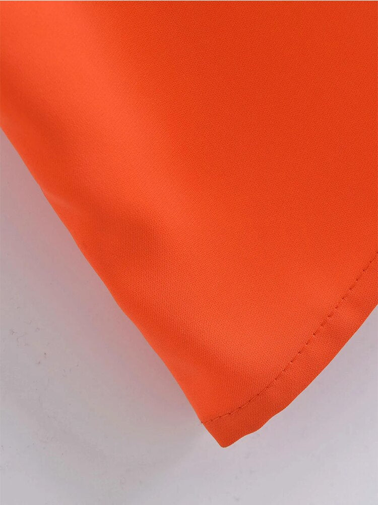 Woman Casual Orange Satin Long Tunics