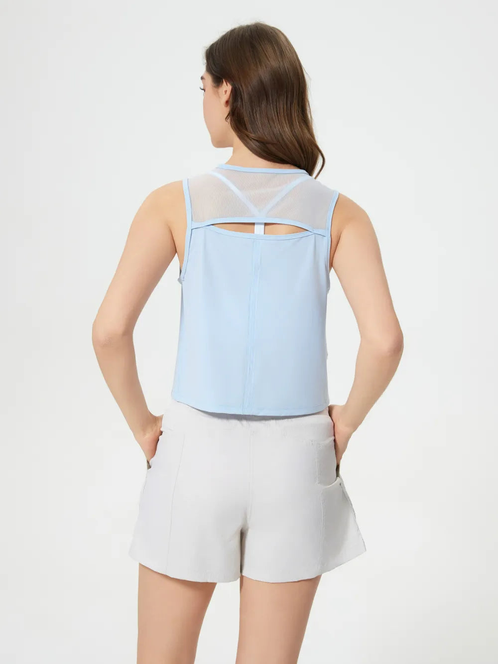 Women Round Neck Cropped Active Tank Top