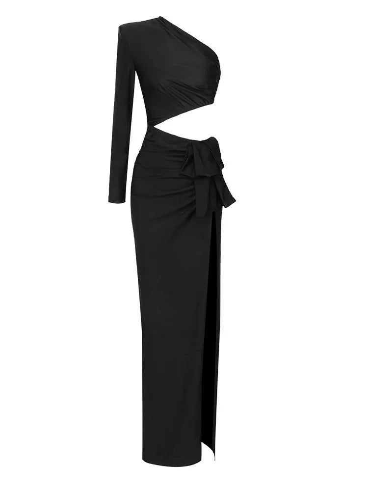 Women Casual Black Off Shoulder Stretch Dress