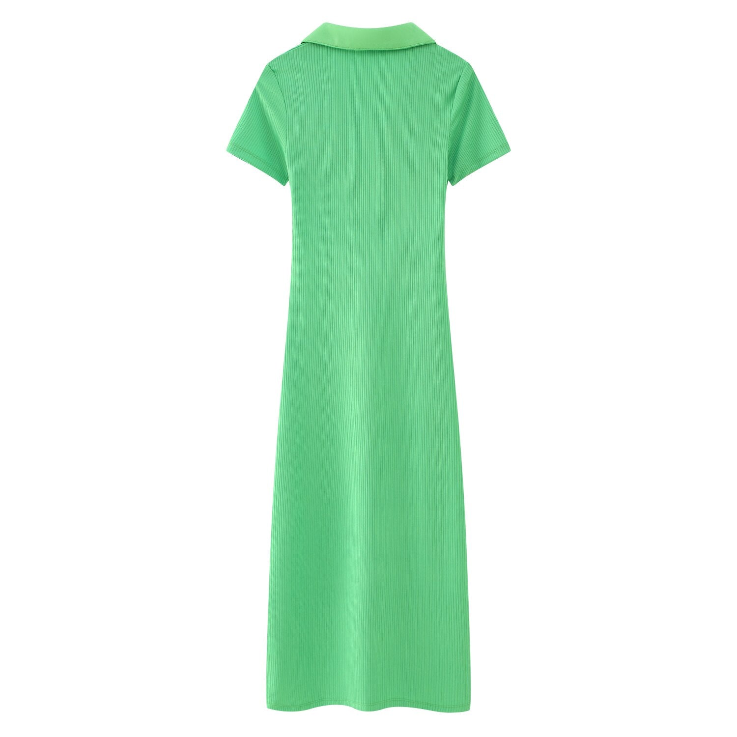 Woman Versatile Polo Neck Short Sleeve Midi Dress