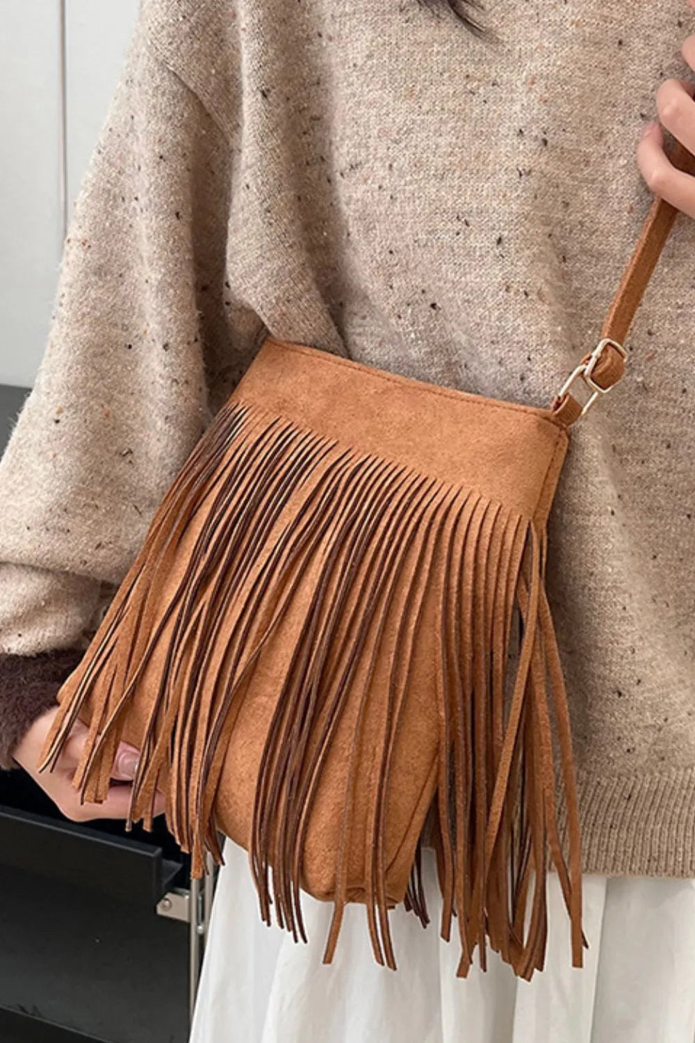 Accessories Women Suede Fringe Shoulder Bag