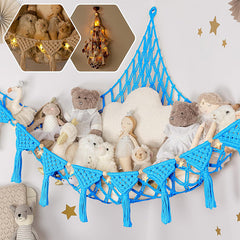 Space-Saving Toy Hammock, Decorative Woven Net to Organize Giant Stuffed Animals in Bedroom