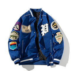 Men American Style Letter Badge Baseball Jacket