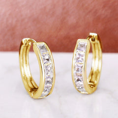 Chic Copper Stud Earrings with Sparkling Finish, Lightweight Luxury  Ear Jewelry