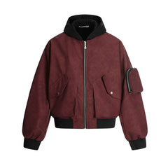 Women Retro Baseball Hooded Jacket