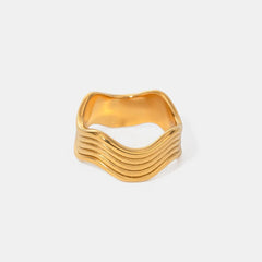 Accessories Women Stainless Steel Corrugated Ring