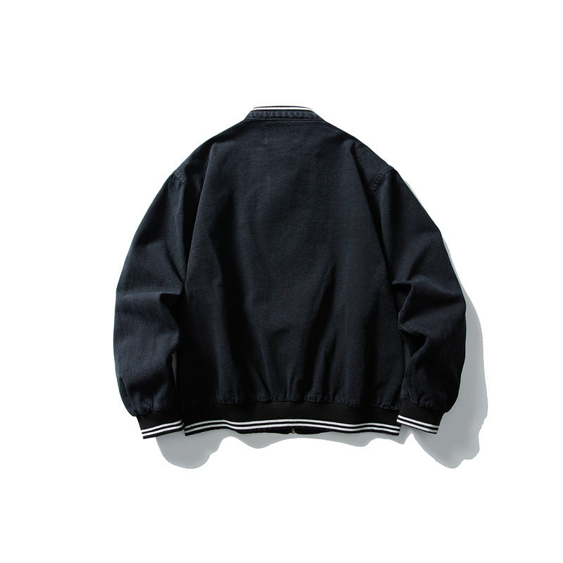 Men Casual Zip Loose Varsity Jacket