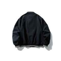 Men Casual Zip Loose Varsity Jacket