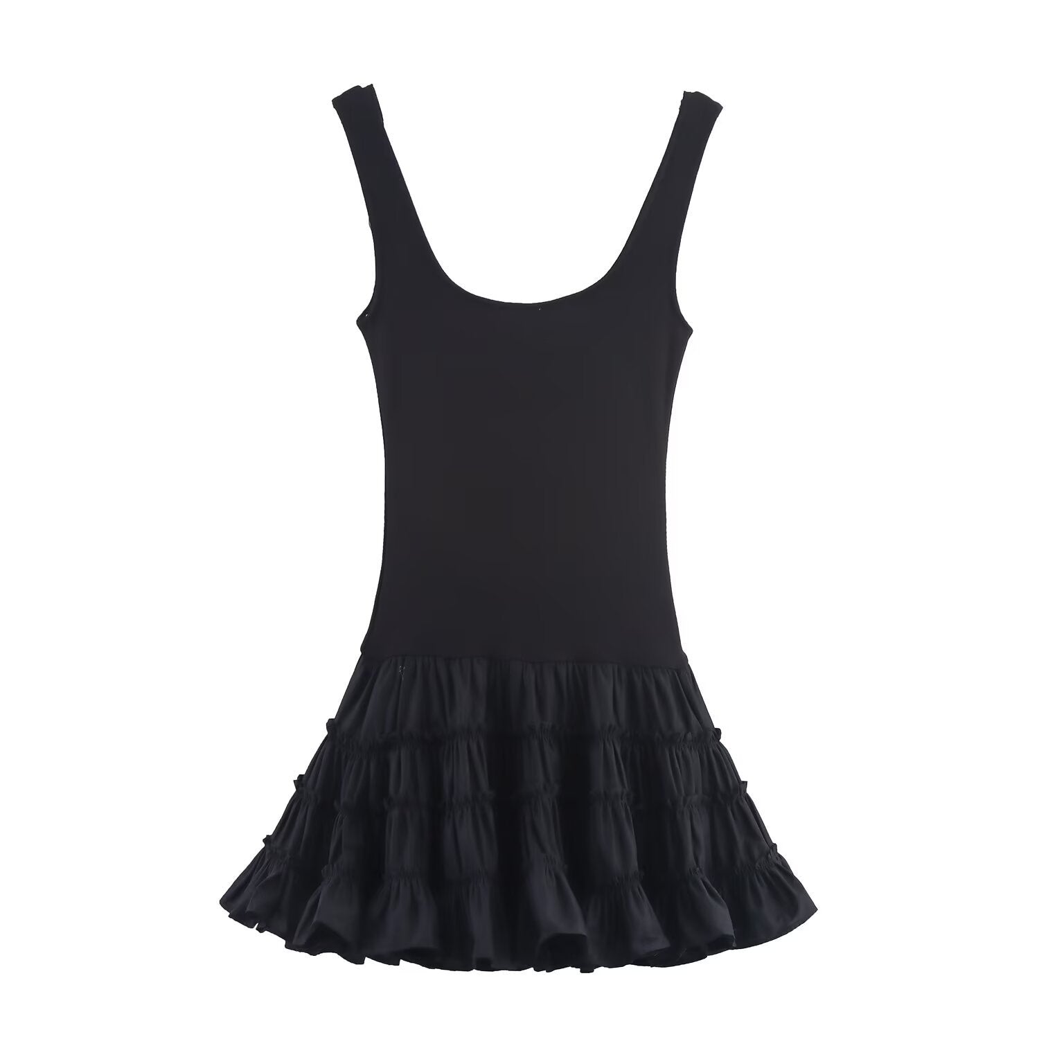 Women Sleeveless Puffy Ruffle Dress