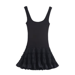 Women Sleeveless Puffy Ruffle Dress