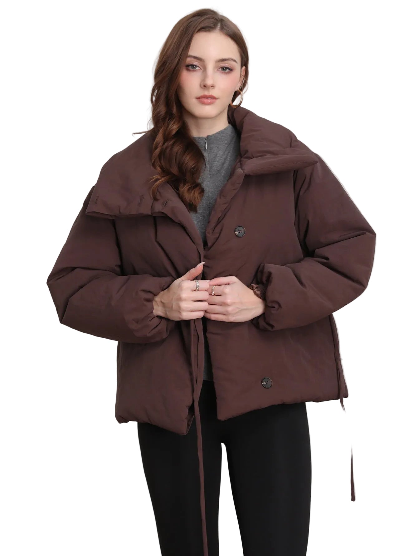 Women Casual Puffy Short Loose Jacket
