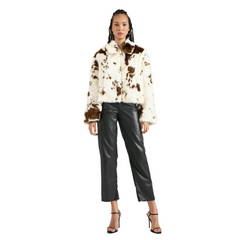 Women Printed Long Sleeved Lapel Knit Jacket