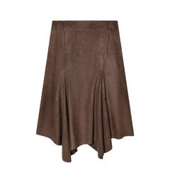 Women Casual Asymmetric Suede Effect Skirt
