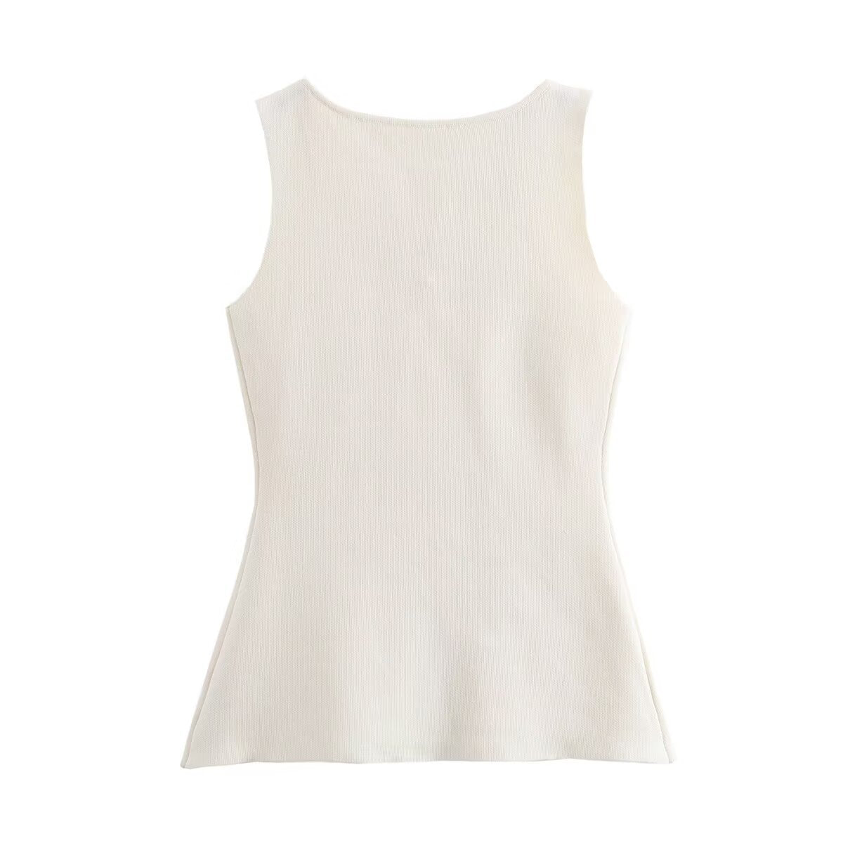 Women Casual Gold Breasted Slim Knit Vest