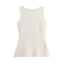 Women Casual Gold Breasted Slim Knit Vest
