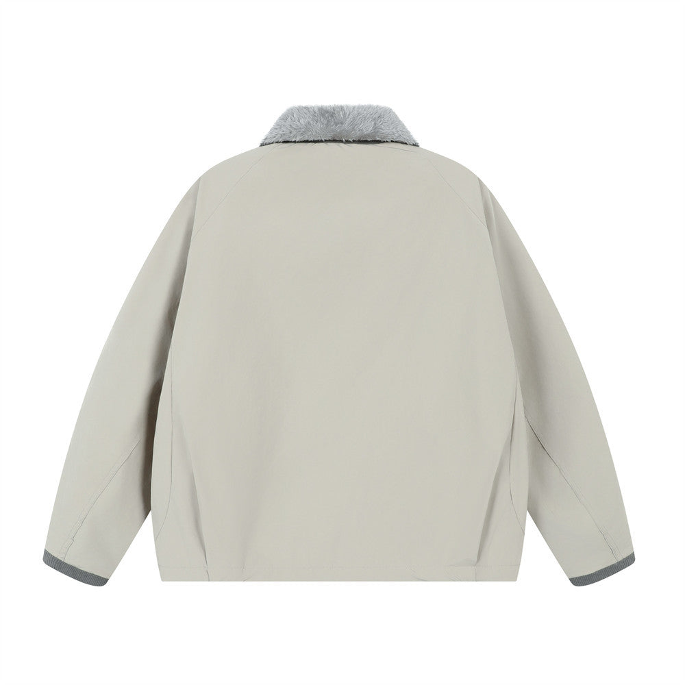 Men Cotton Fur Collar Woolen Jacket