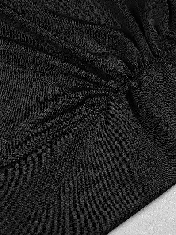Women Casual Black Off Shoulder Stretch Dress