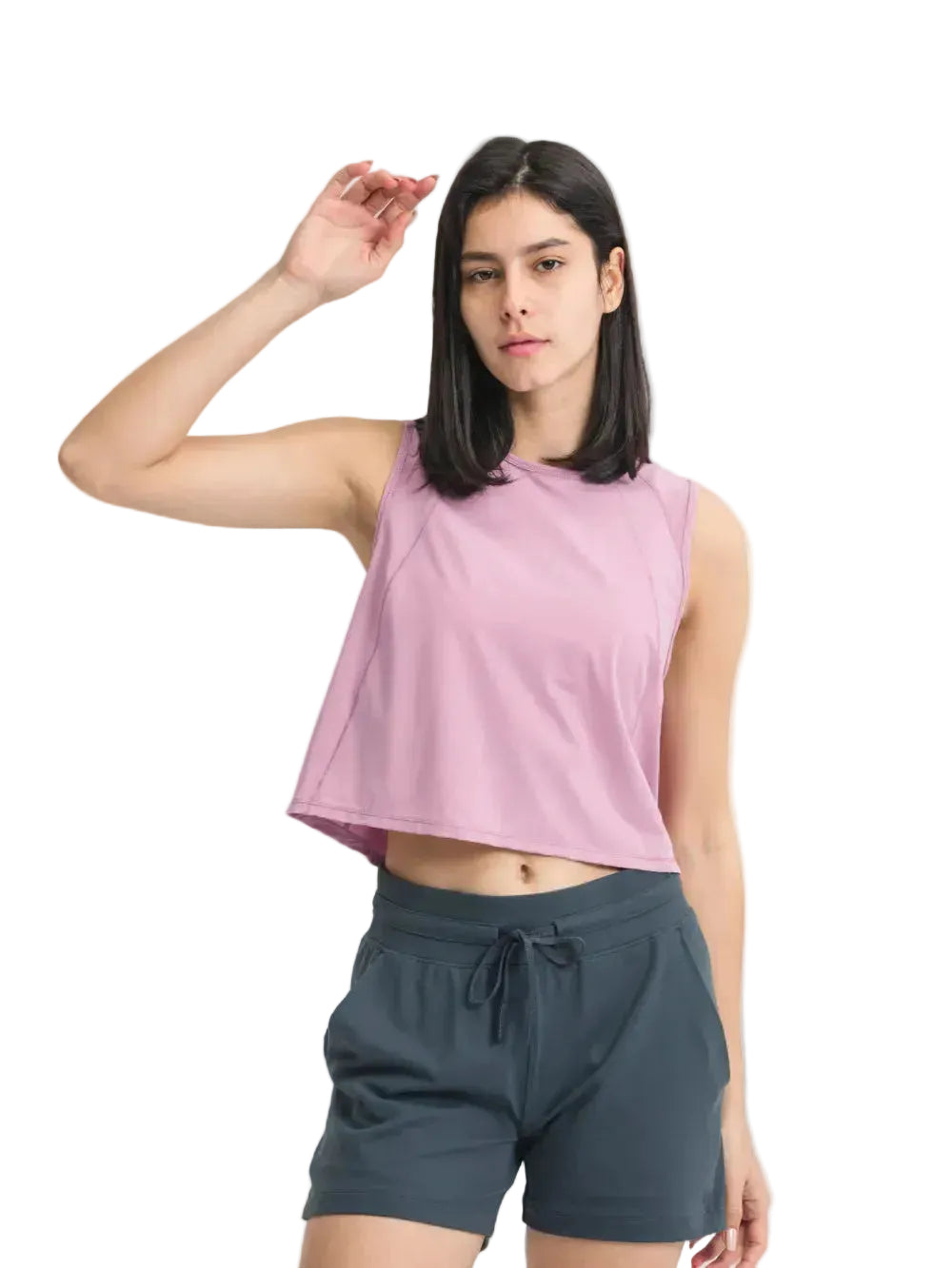 Women Round Neck Cropped Active Tank Top