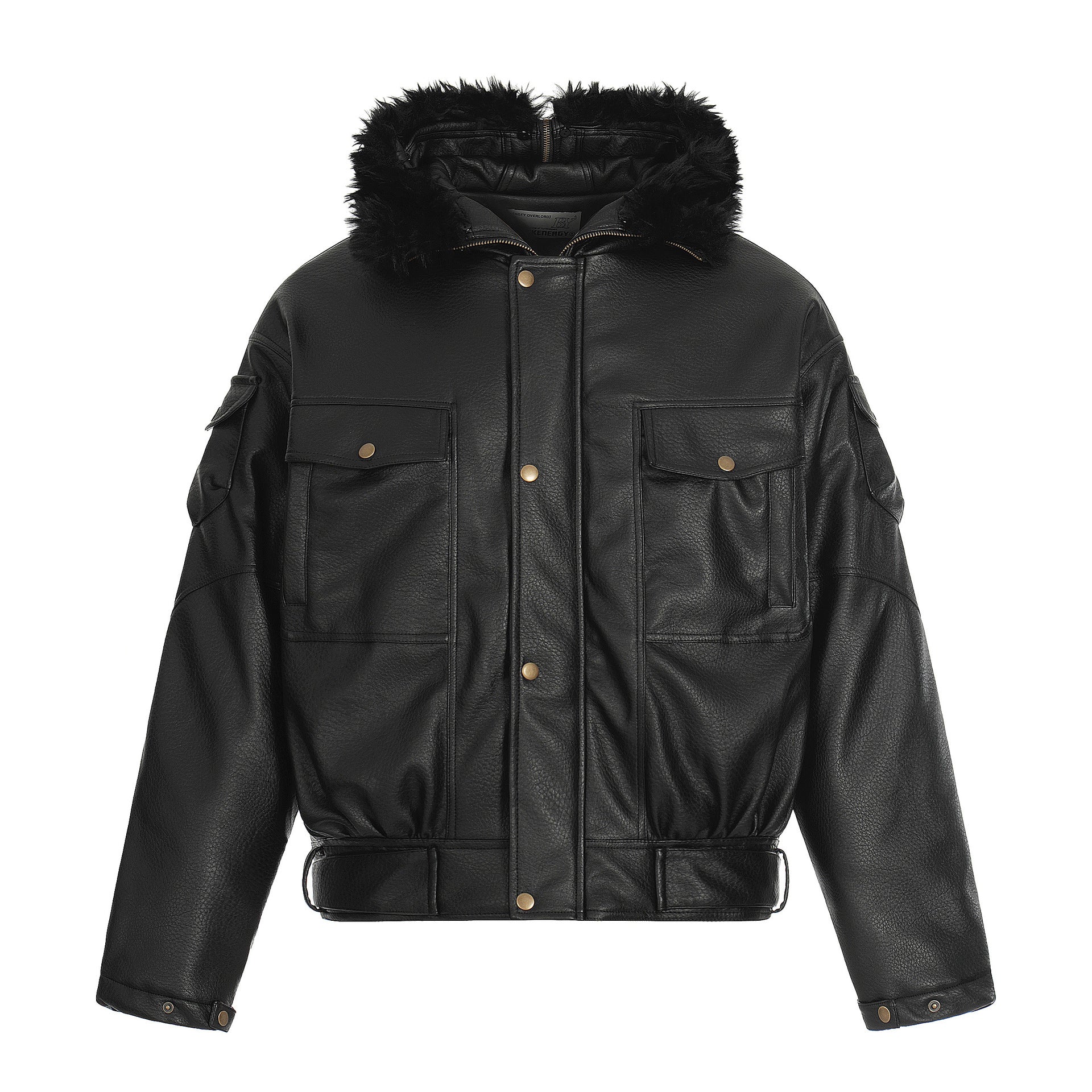Women Leather PU Zipper Hooded Fashion Jacket
