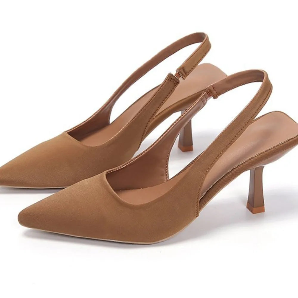 Accessories Women Pointed Toe Kitten Heel Slingback Pumps