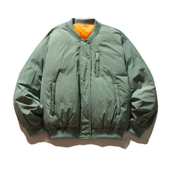Men Baseball Collar Loose Pilot Down Jacket