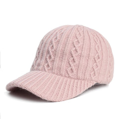 Women Fluffy Knitted Warm Winter Baseball Cap