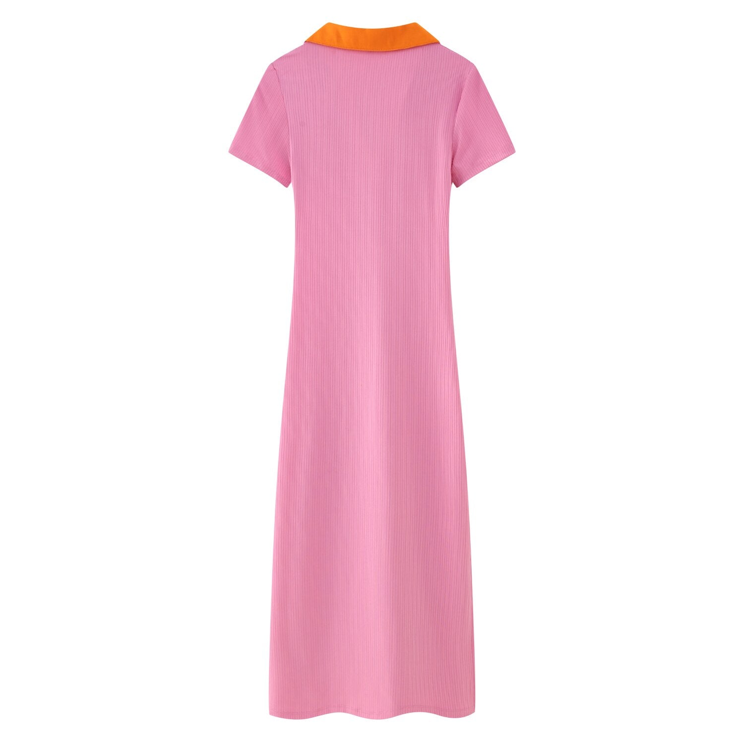 Woman Versatile Polo Neck Short Sleeve Midi Dress