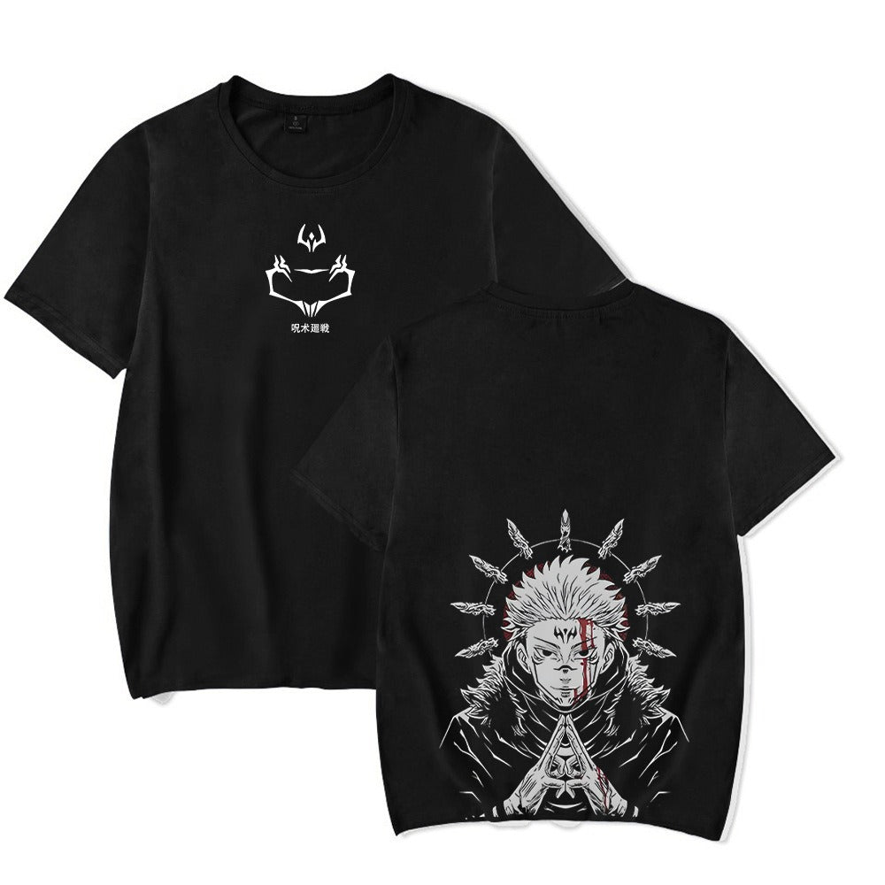 Men Harajuku Anime Printed Streetwear Washed T-shirt
