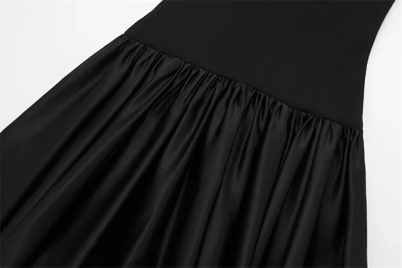 Women Elegant Low Waist Sleek Black Dresses