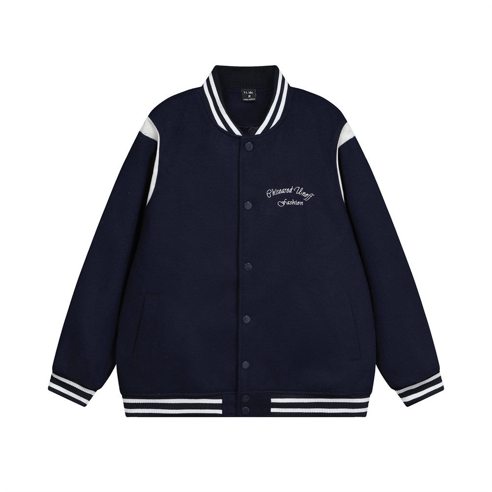 Unisex Casual Light Embroidery Baseball Jacket