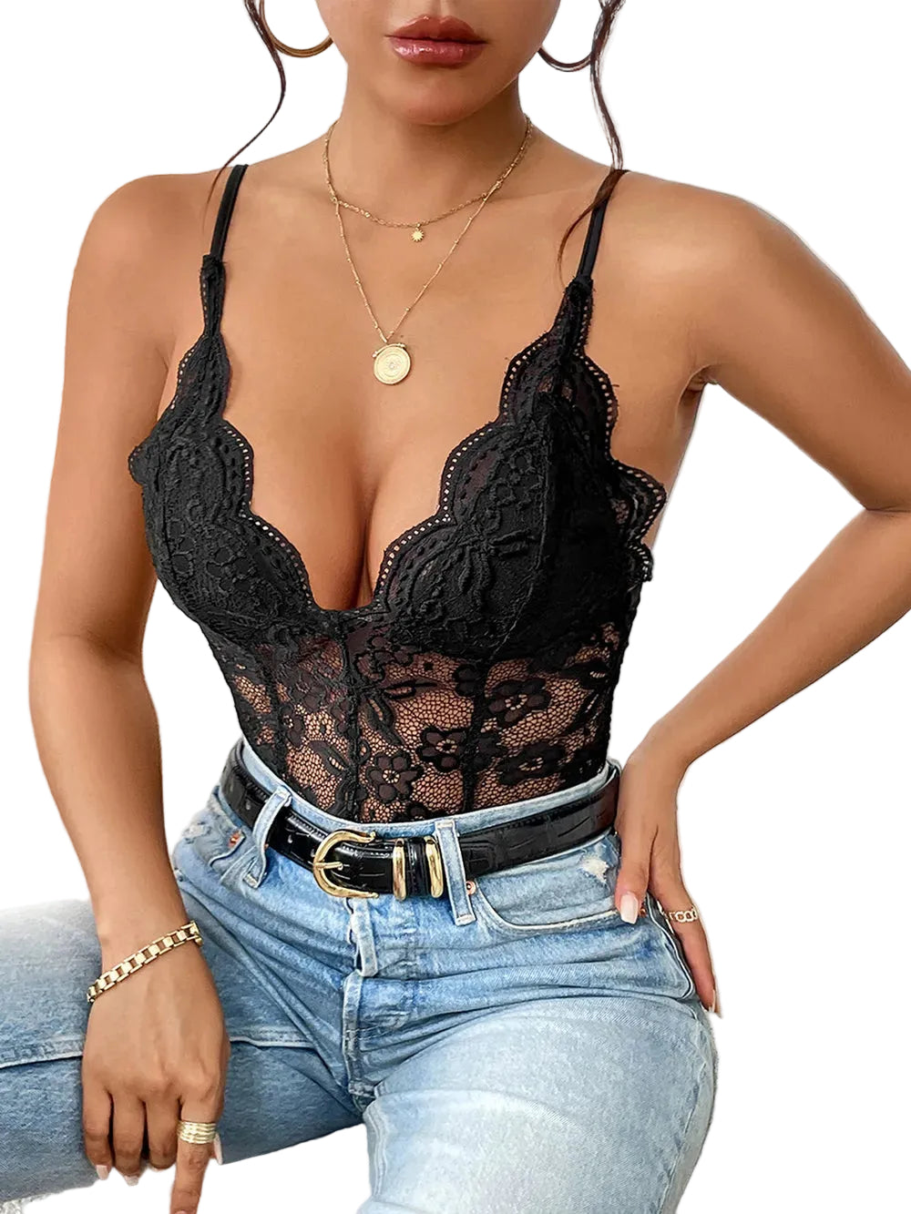 Woman Elegant Lace Intimate Bodysuit
