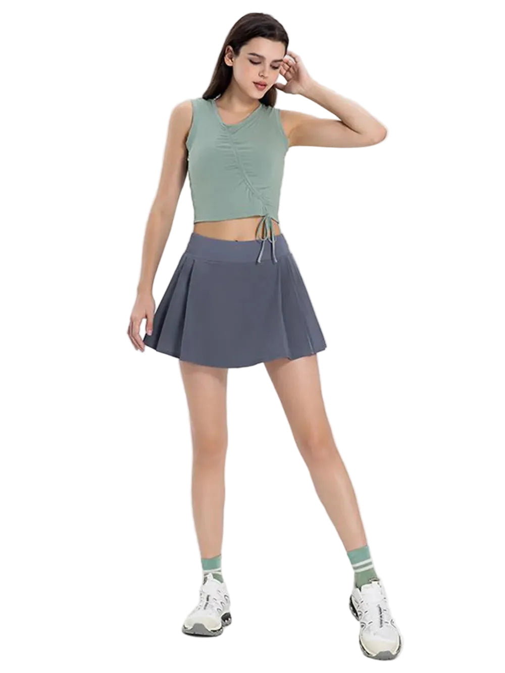 Women Pleated Mid-Rise Waist Active Skirt