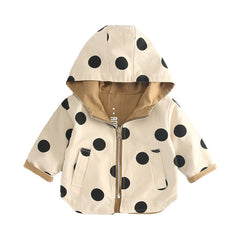 Baby Kids Toddler Reversible Polka Dot Windbreaker Trench Coat