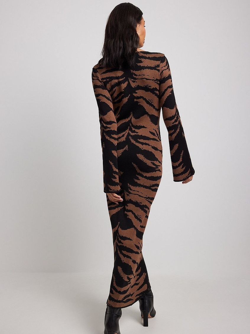 Women Long Sleeve Trendy Leopard Print Dresses