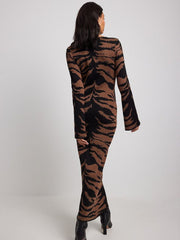 Women Long Sleeve Trendy Leopard Print Dresses