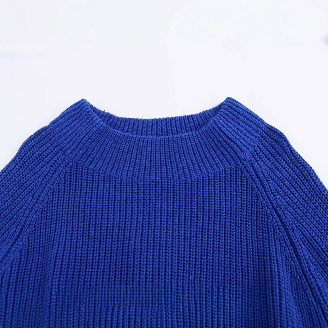 Women Casual Round Collar Pullover Knitted Sweater