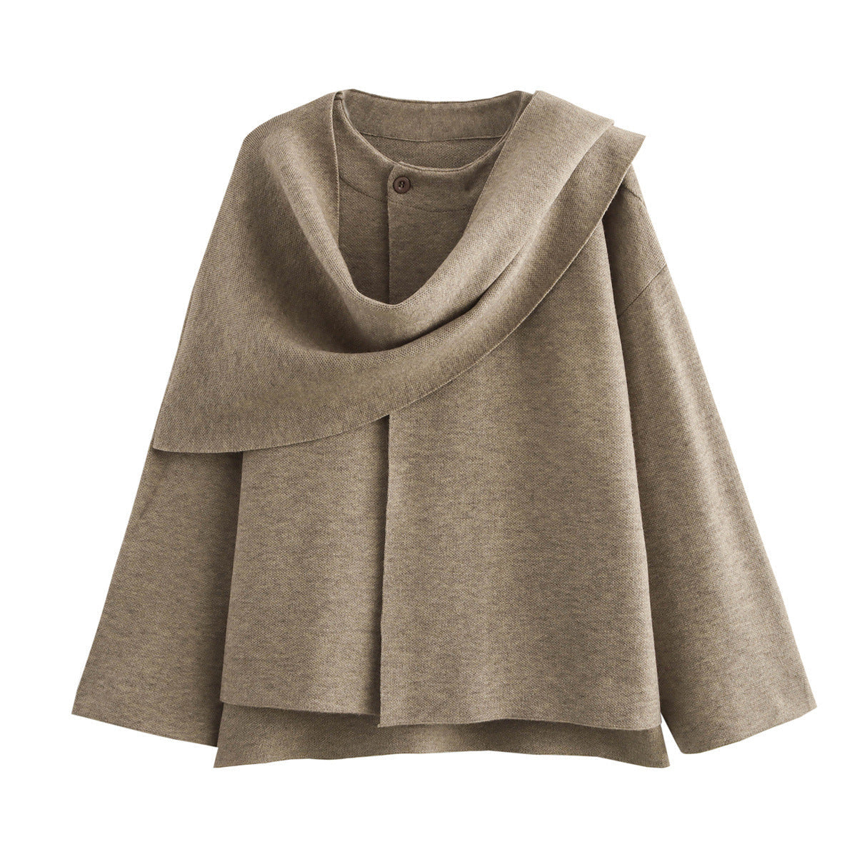 Women Winter Knitted Asymmetric Cape Coat