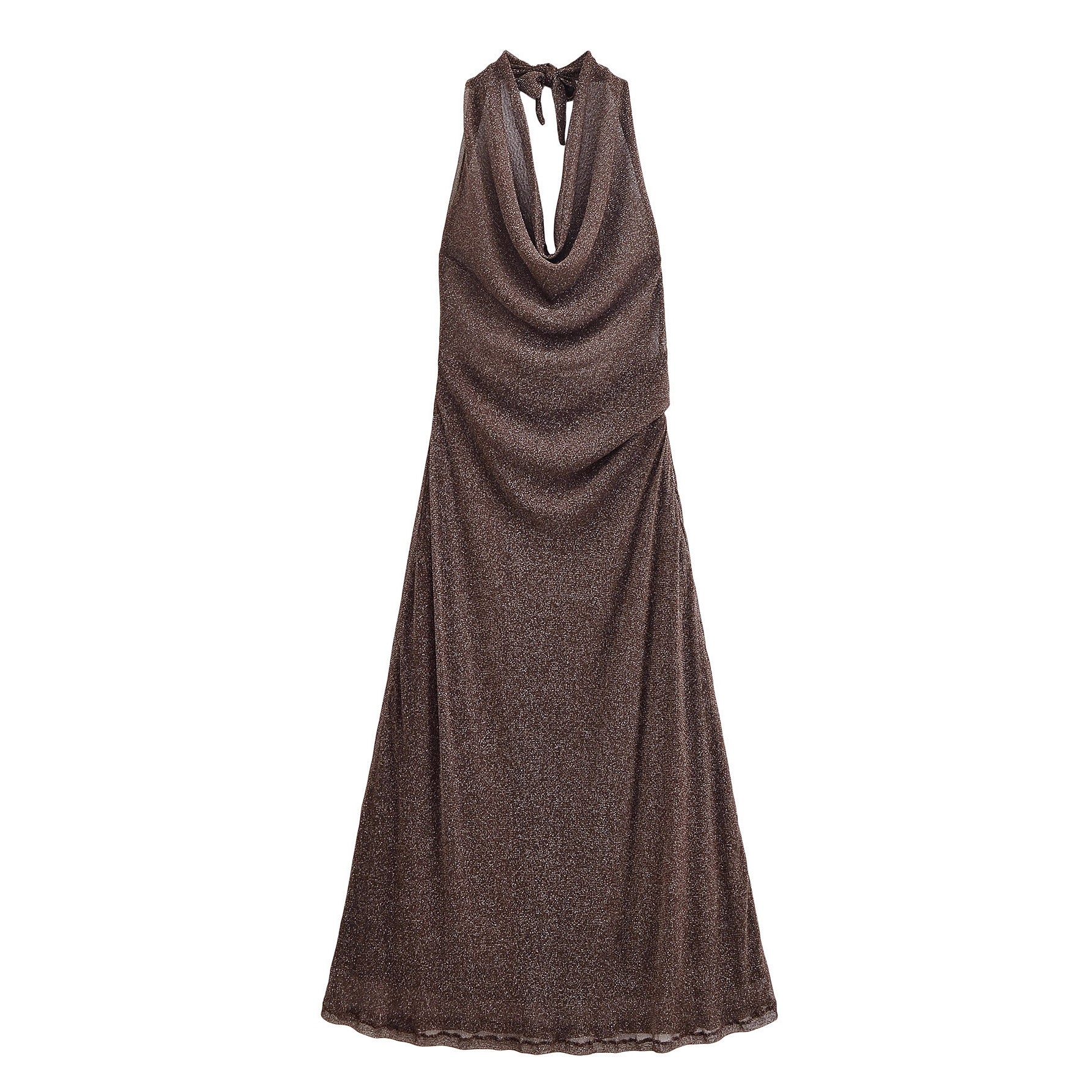 Women French Backless Metallic Evening Dress