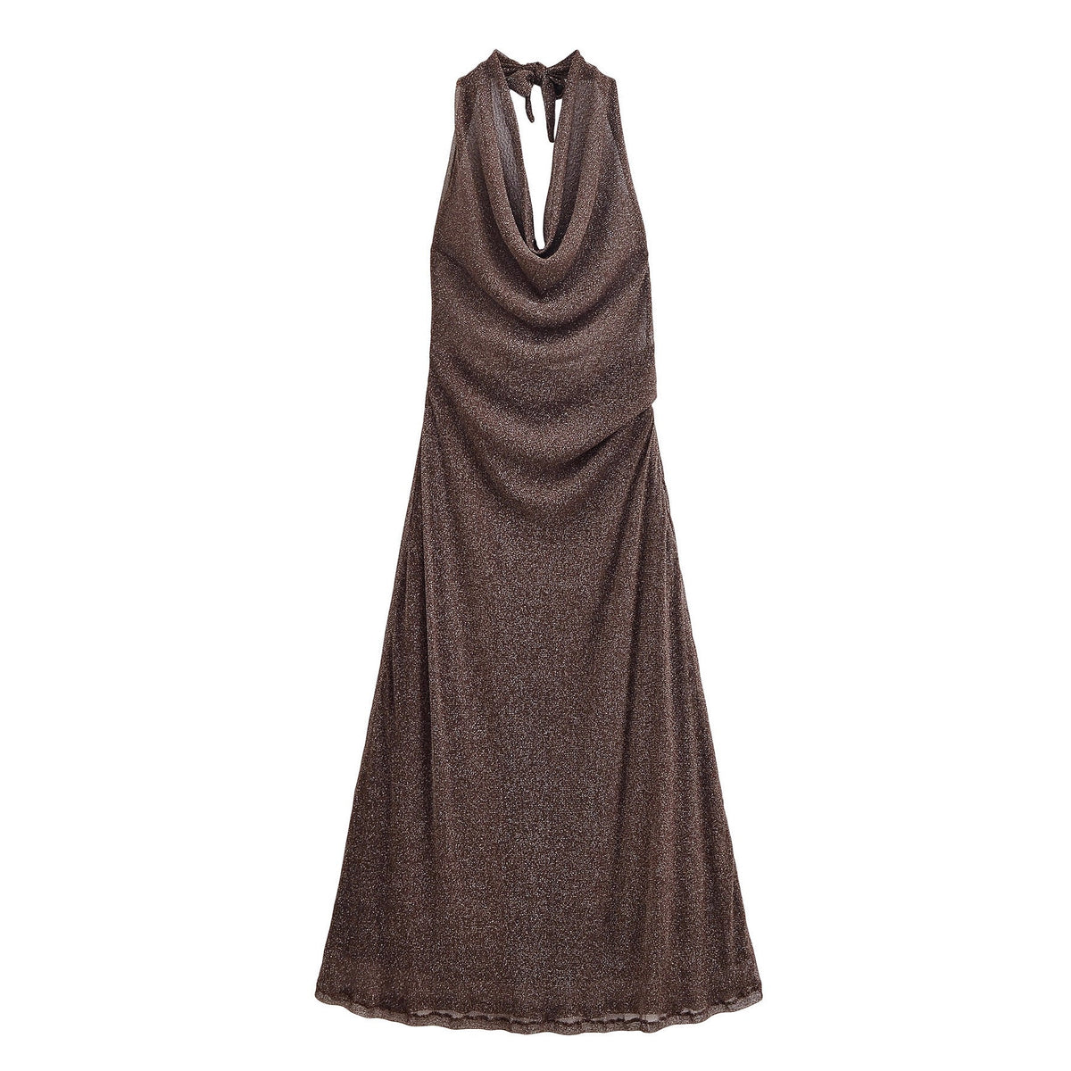 Women French Backless Metallic Evening Dress