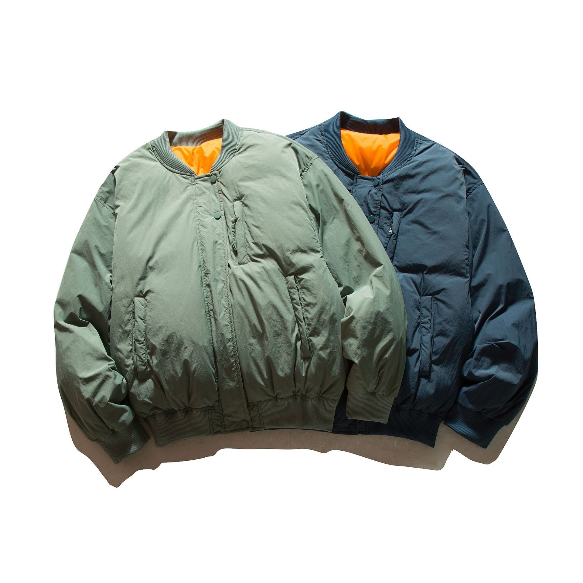 Men Baseball Collar Loose Pilot Down Jacket