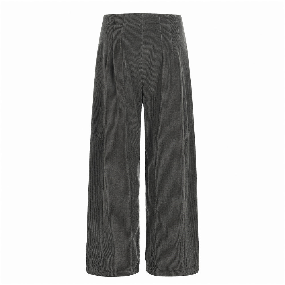 Men Casual Corduroy Wide Leg Pleated Pants